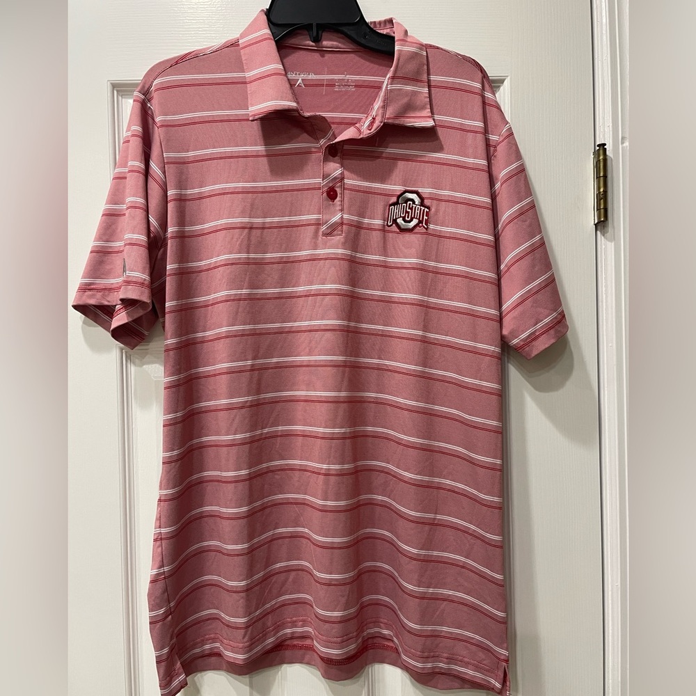 ANTIGUA OHIO STATE BUCKEYES MENS RED SENSATION SHORT SLEEVE POLO size large